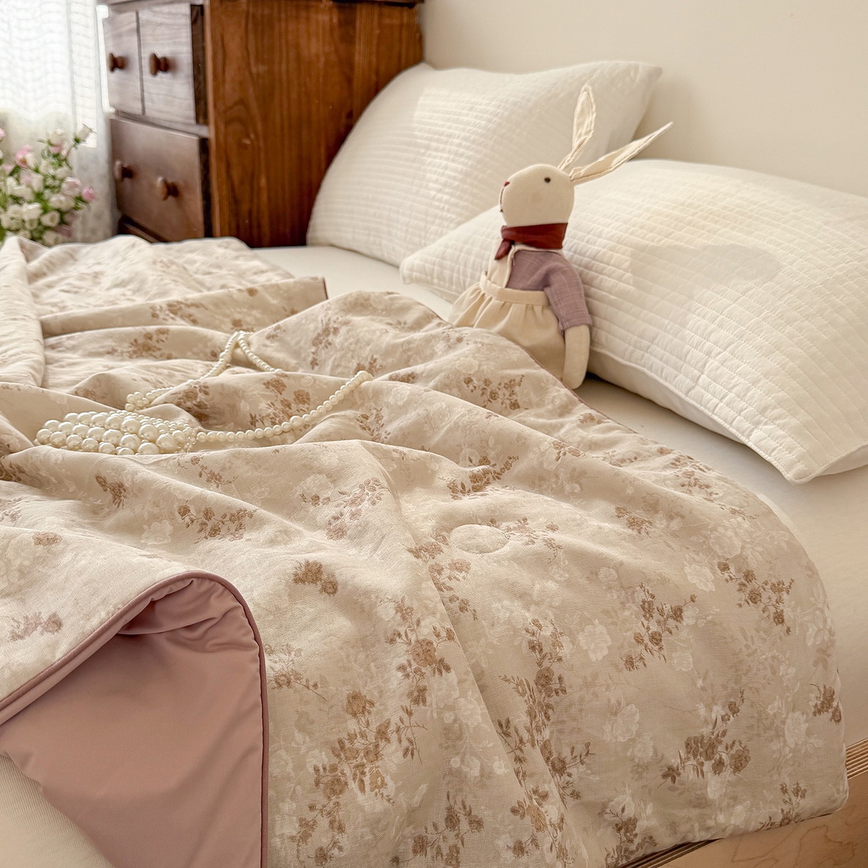 91家纺网 家纺一手货源 找家纺 （总）Sweet dreams甜梦 2026新款A类全棉双层纱锦氨凉感夏被