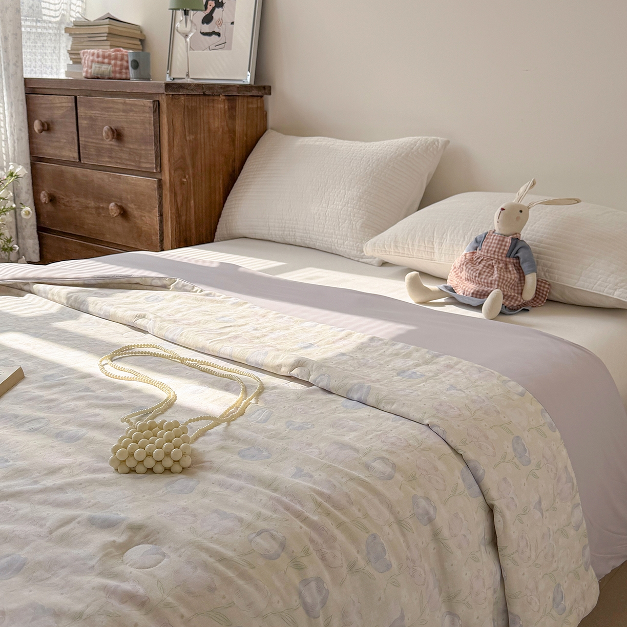 91家纺网 家纺一手货源 找家纺 Sweet dreams甜梦 2026新款A类全棉双层纱锦氨凉感夏被 郁金花海