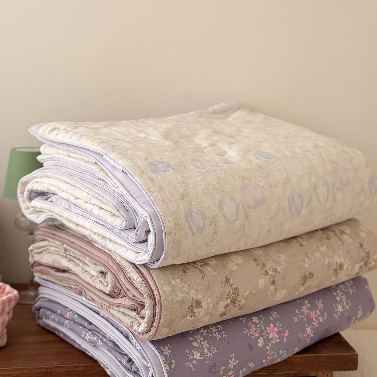 91家纺网 家纺一手货源 找家纺 Sweet dreams甜梦 2026新款A类全棉双层纱锦氨凉感夏被 组合