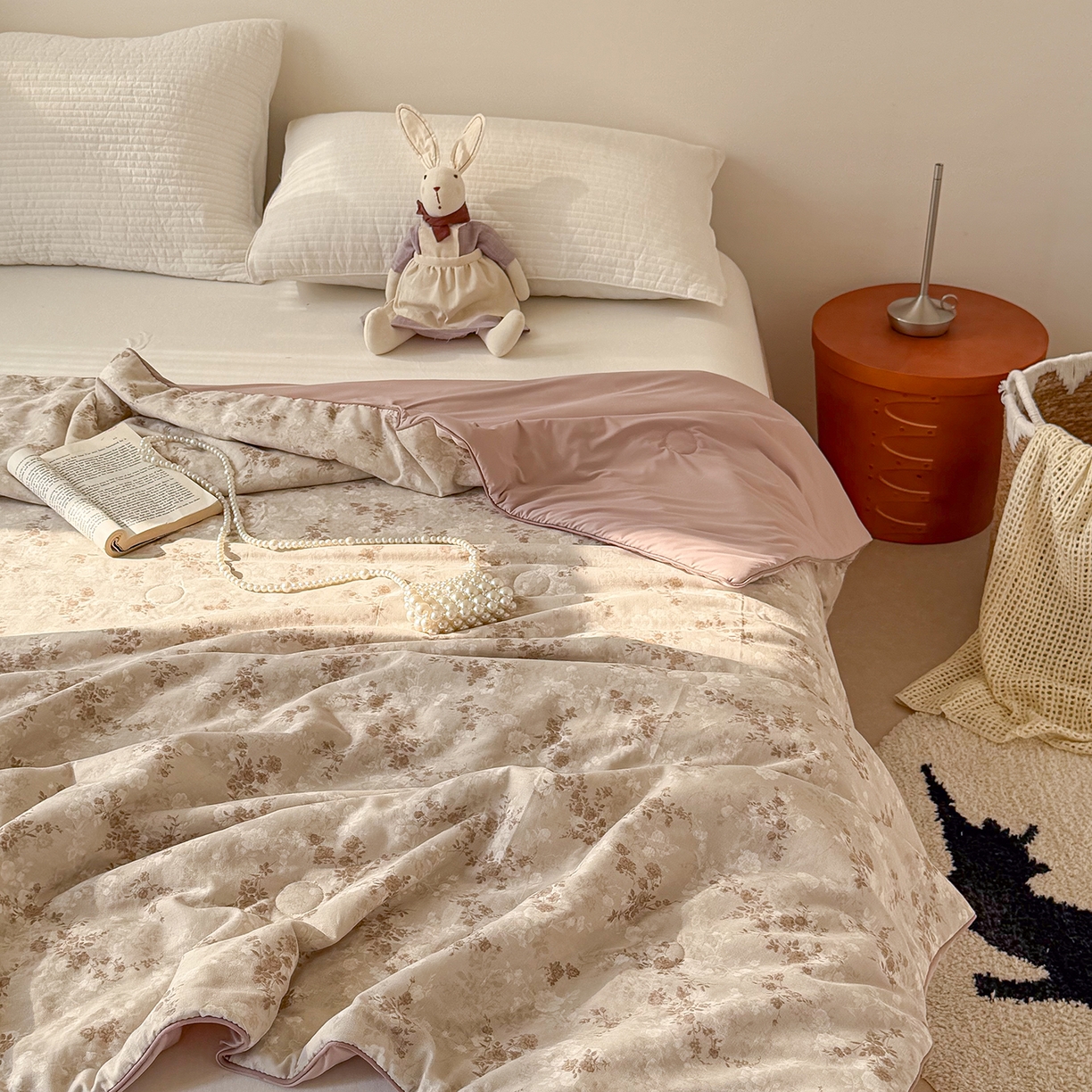 91家纺网 家纺一手货源 找家纺 Sweet dreams甜梦 2026新款A类全棉双层纱锦氨凉感夏被 楼兰米