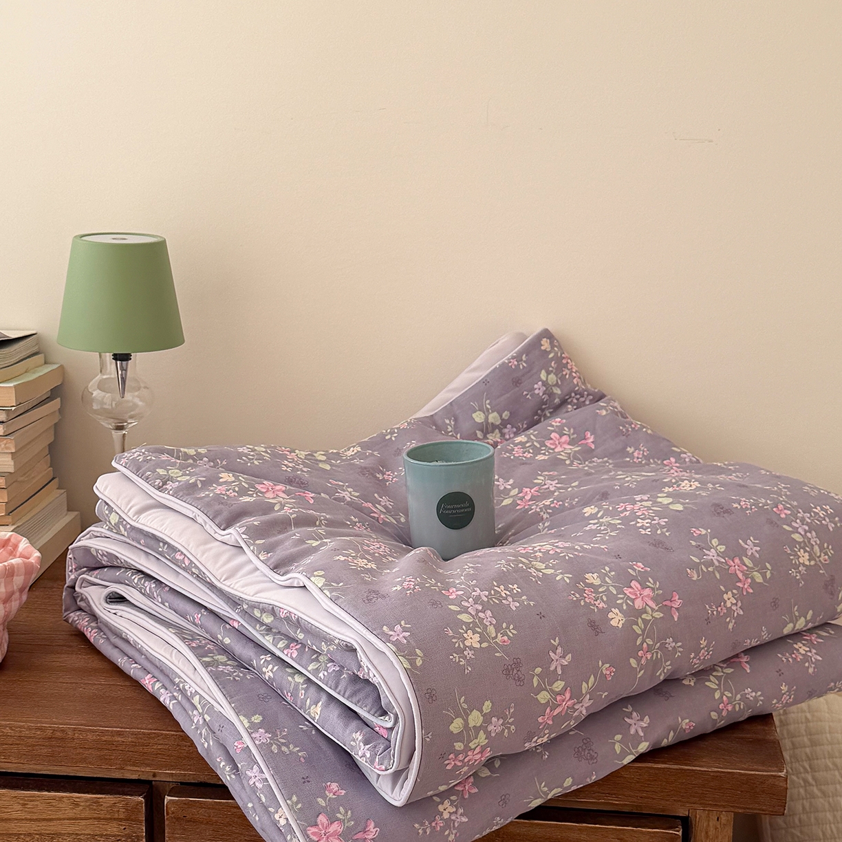 91家纺网 家纺一手货源 找家纺 Sweet dreams甜梦 2026新款A类全棉双层纱锦氨凉感夏被 花梦时