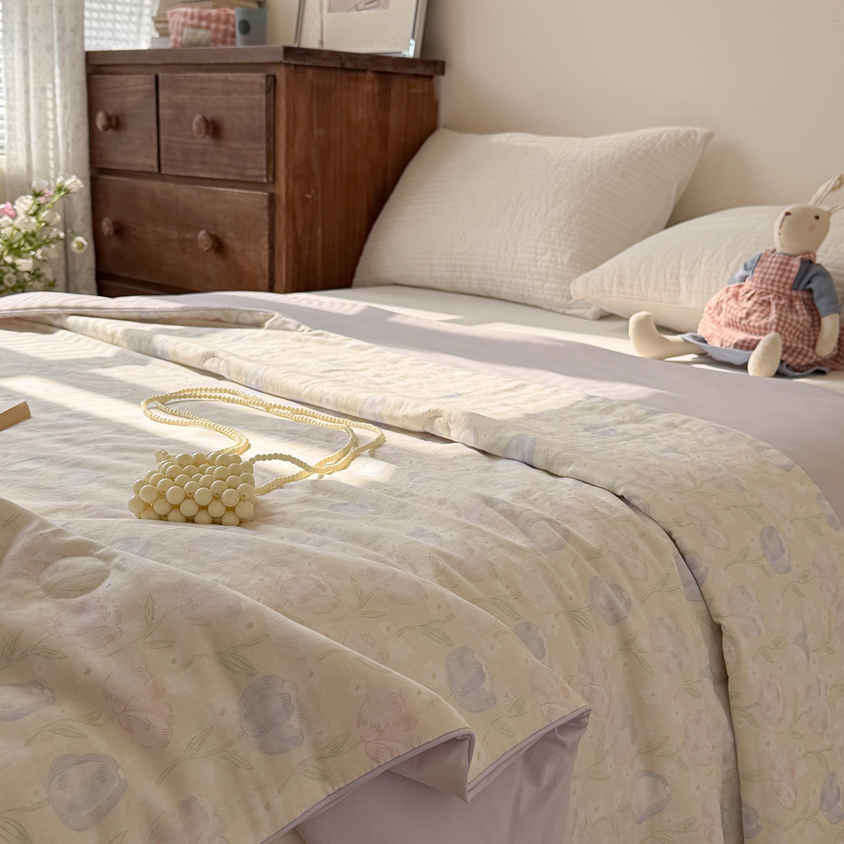 91家纺网 家纺一手货源 找家纺 Sweet dreams甜梦 2026新款A类全棉双层纱锦氨凉感夏被 郁金花海