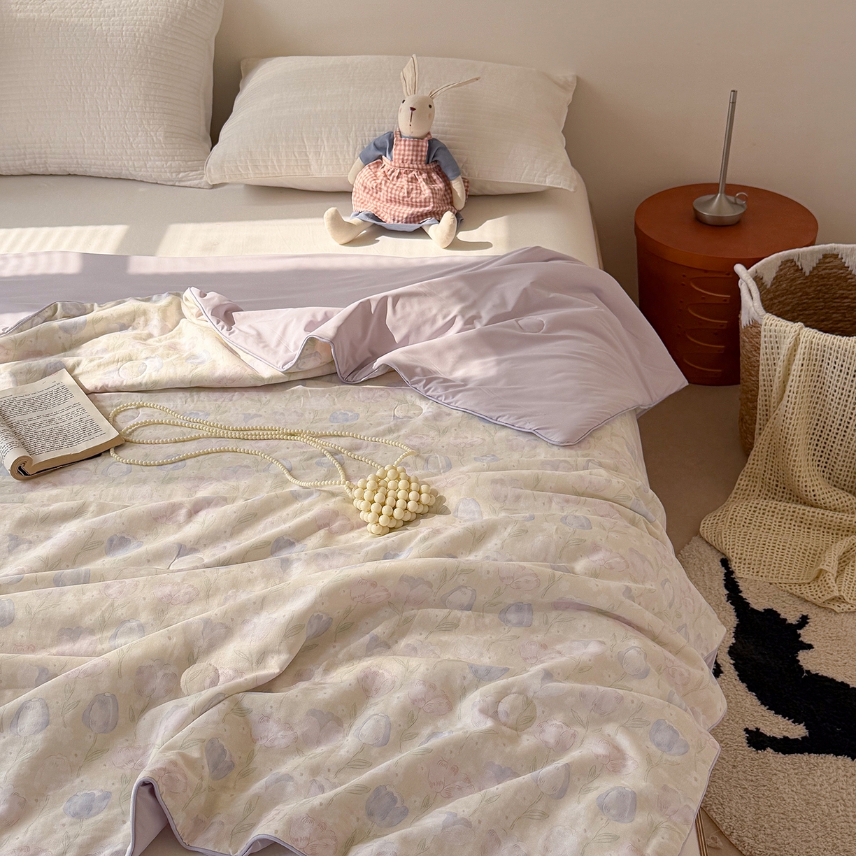 91家纺网 家纺一手货源 找家纺 Sweet dreams甜梦 2026新款A类全棉双层纱锦氨凉感夏被 郁金花海