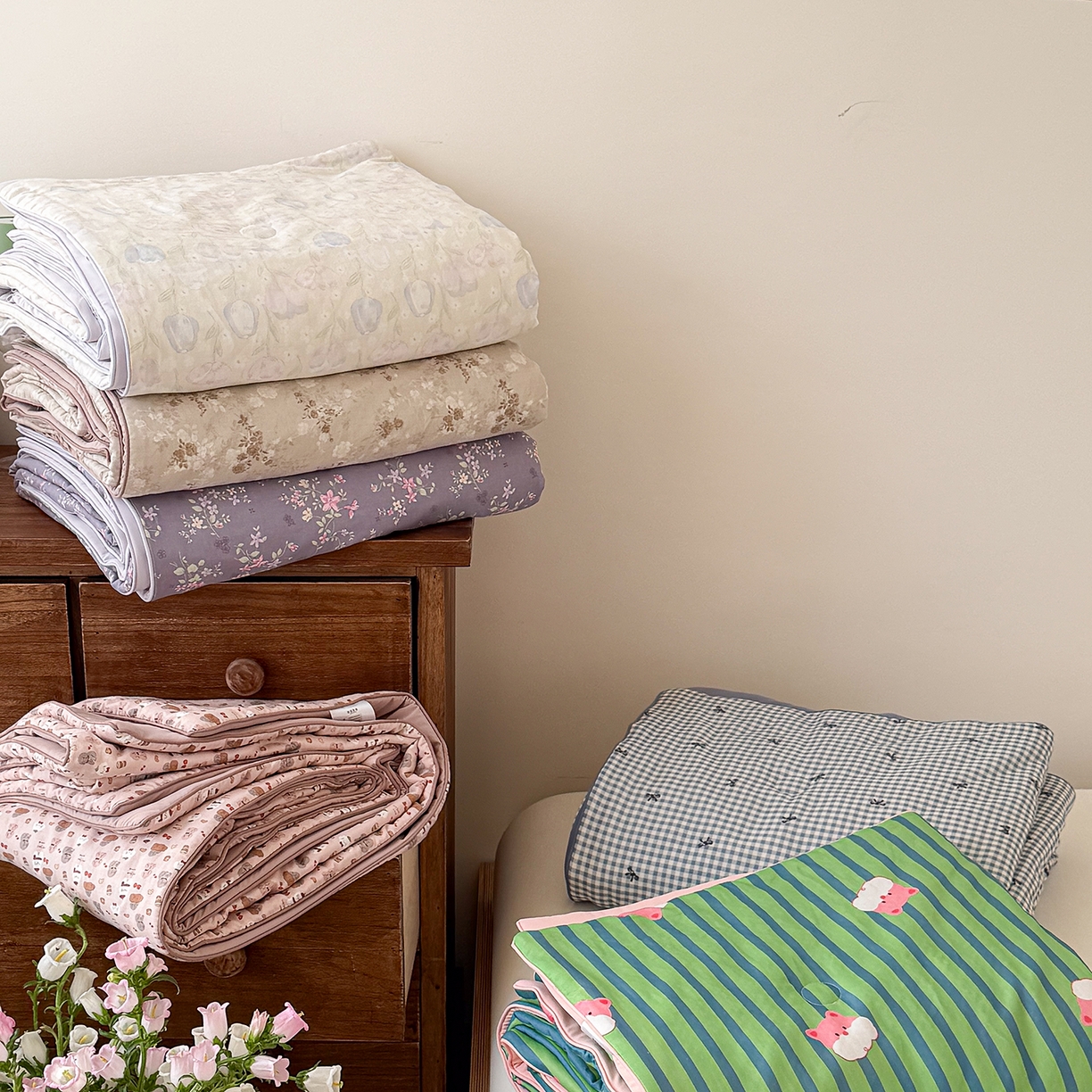 91家纺网 家纺一手货源 找家纺 Sweet dreams甜梦 2026新款A类全棉双层纱锦氨凉感夏被 组合