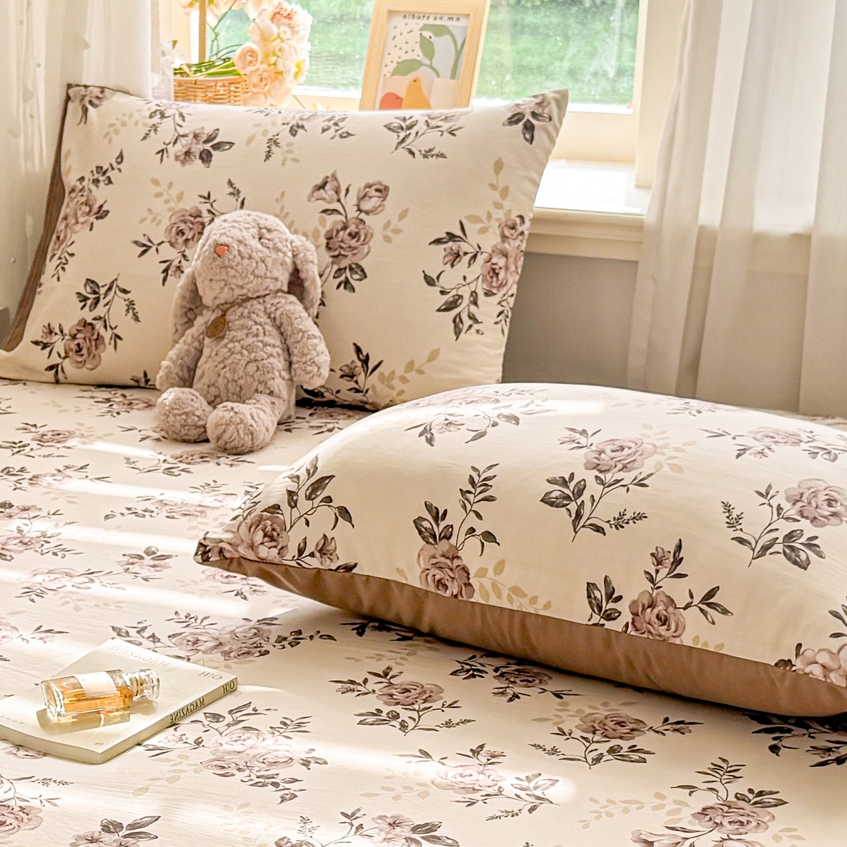 91家纺网 家纺一手货源 找家纺 2026新款A类云感棉仿棉亲肤四季款床笠席梦思床罩全包床单三件套 花间