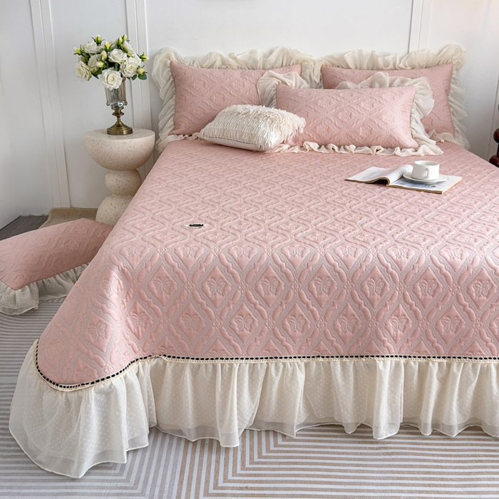 91家纺网 家纺一手货源 找家纺 （总）菊上家纺 2026新款轻奢法式银丝豆豆席席子凉席-蝶恋花语