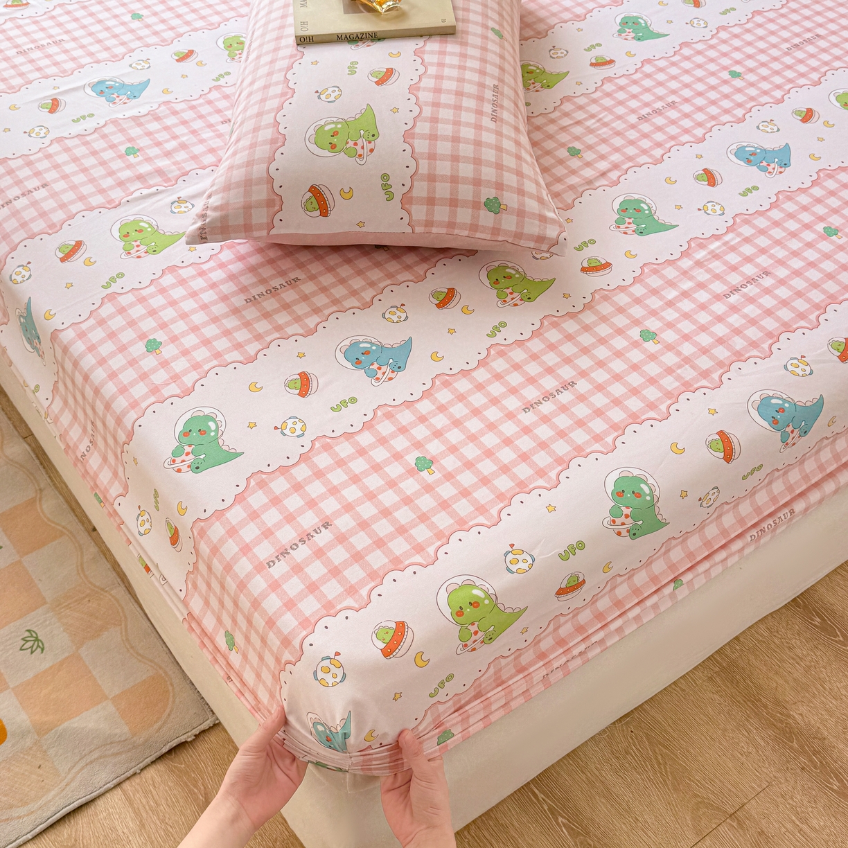 91家纺网 家纺一手货源 找家纺 2026新款A类云感棉仿棉亲肤四季款床笠席梦思床罩全包床单三件套 泡泡龙