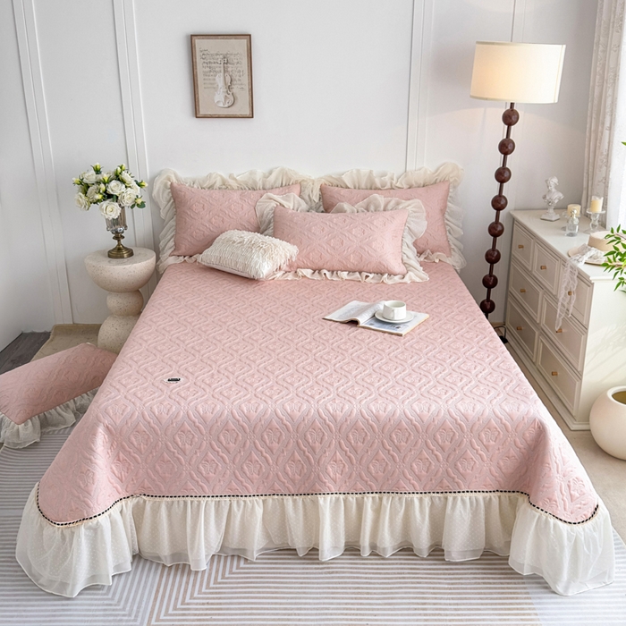 91家纺网 家纺一手货源 找家纺 菊上家纺 2026新款轻奢法式银丝豆豆席席子凉席-蝶恋花语 蝶恋花语-粉