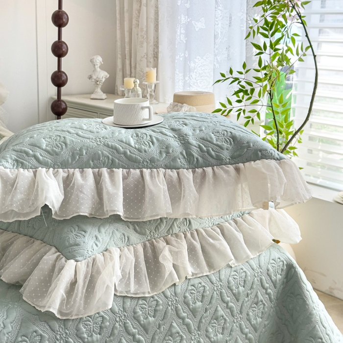 91家纺网 家纺一手货源 找家纺 菊上家纺 2026新款轻奢法式银丝豆豆席席子凉席-蝶恋花语 蝶恋花语-绿