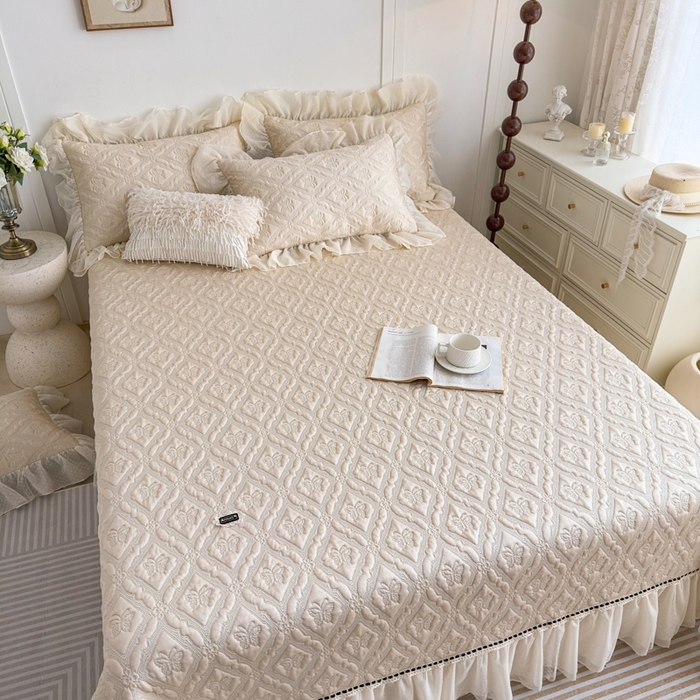 91家纺网 家纺一手货源 找家纺 菊上家纺 2026新款轻奢法式银丝豆豆席席子凉席-蝶恋花语 蝶恋花语-香槟