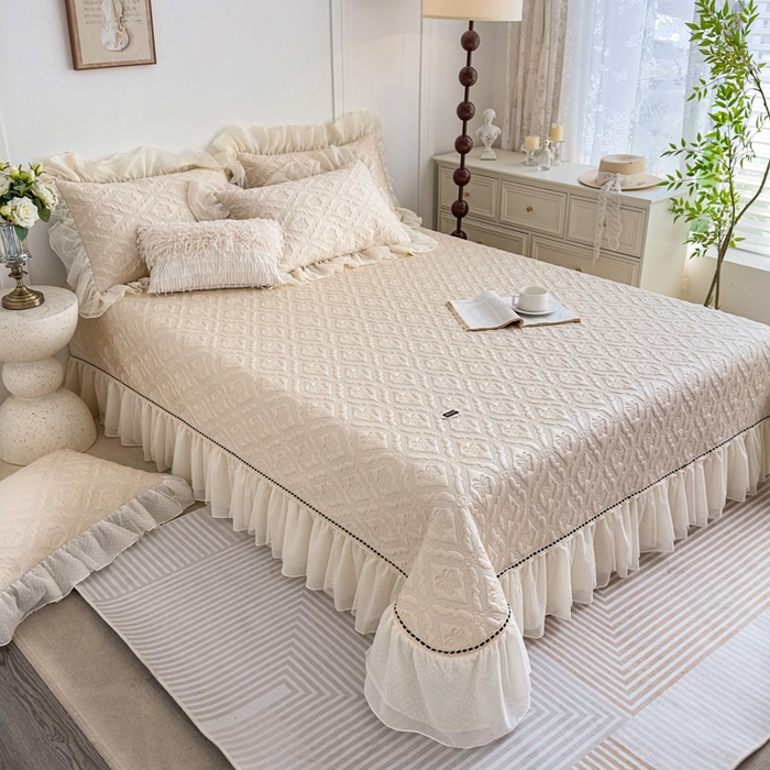 91家纺网 家纺一手货源 找家纺 菊上家纺 2026新款轻奢法式银丝豆豆席席子凉席-蝶恋花语 蝶恋花语-香槟