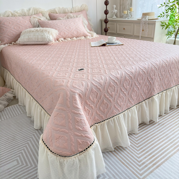 91家纺网 家纺一手货源 找家纺 菊上家纺 2026新款轻奢法式银丝豆豆席席子凉席-蝶恋花语 蝶恋花语-粉