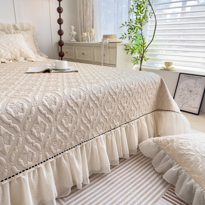 91家纺网 家纺一手货源 找家纺 菊上家纺 2026新款轻奢法式银丝豆豆席席子凉席-蝶恋花语 蝶恋花语-香槟