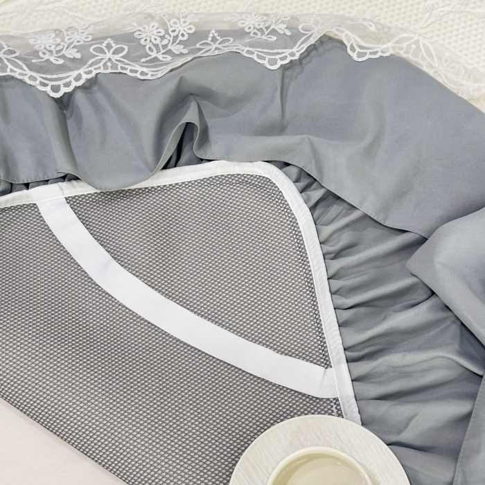 91家纺网 家纺一手货源 找家纺 菊上家纺 2026新款PE凉感床裙款凉席夏被夏凉被空调被四件套-清雅之梦 清雅之梦-珍珠白