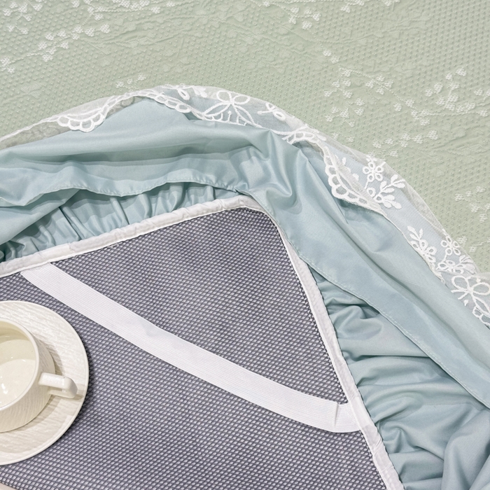 91家纺网 家纺一手货源 找家纺 菊上家纺 2026新款PE凉感床裙款凉席夏被夏凉被空调被四件套-清雅之梦 清雅之梦-抹茶绿
