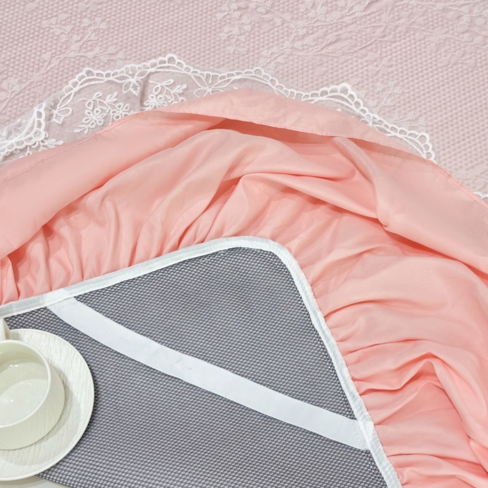 91家纺网 家纺一手货源 找家纺 菊上家纺 2026新款PE凉感床裙款凉席夏被夏凉被空调被四件套-清雅之梦 清雅之梦-樱花粉