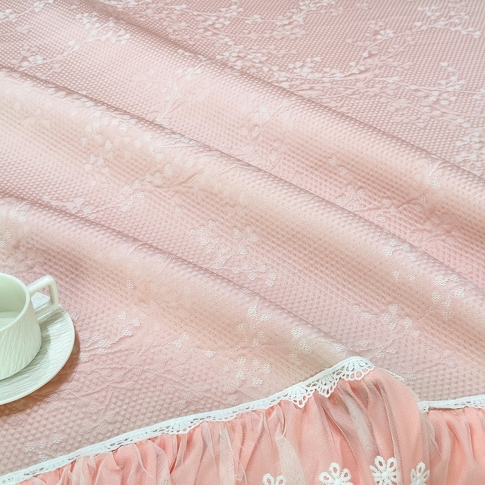 91家纺网 家纺一手货源 找家纺 菊上家纺 2026新款PE凉感床裙款凉席夏被夏凉被空调被四件套-清雅之梦 清雅之梦-樱花粉