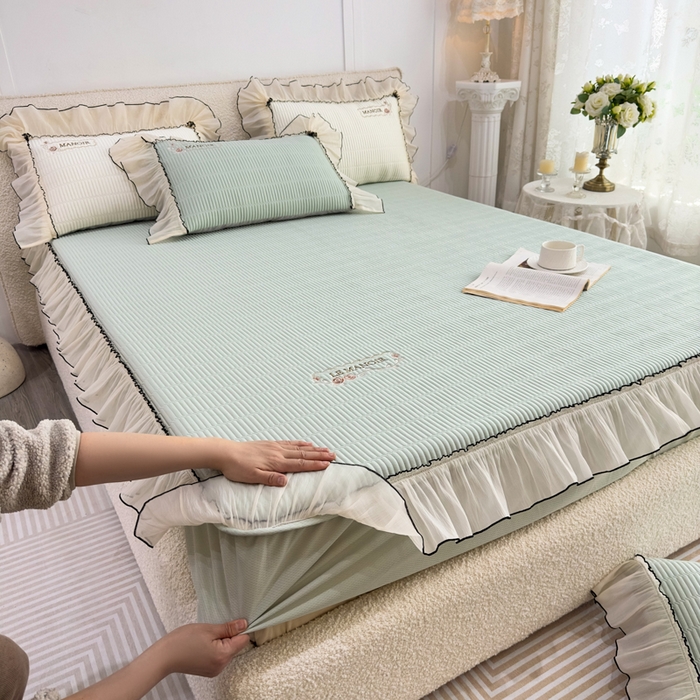 91家纺网 家纺一手货源 找家纺 （总）菊上家纺 2026新款法式风PE床笠款凉席夏被夏凉被空调被四件套-法颂