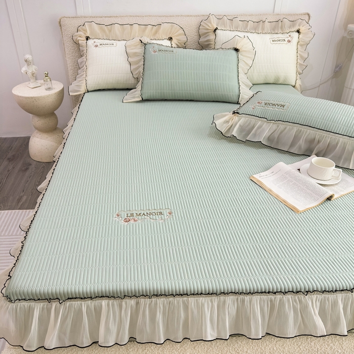 91家纺网 家纺一手货源 找家纺 （总）菊上家纺 2026新款法式风PE床笠款凉席夏被夏凉被空调被四件套-法颂