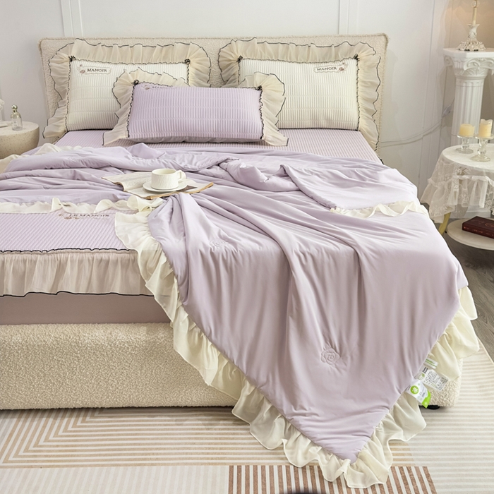 91家纺网 家纺一手货源 找家纺 （总）菊上家纺 2026新款法式风PE床笠款凉席夏被夏凉被空调被四件套-法颂