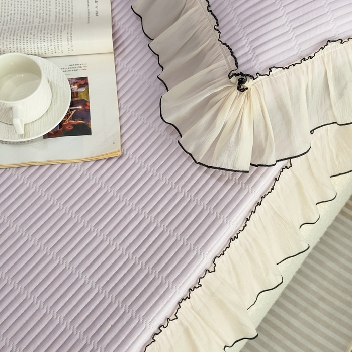 91家纺网 家纺一手货源 找家纺 菊上家纺 2026新款法式风PE床笠款凉席夏被夏凉被空调被四件套-法颂 法颂-香芋紫