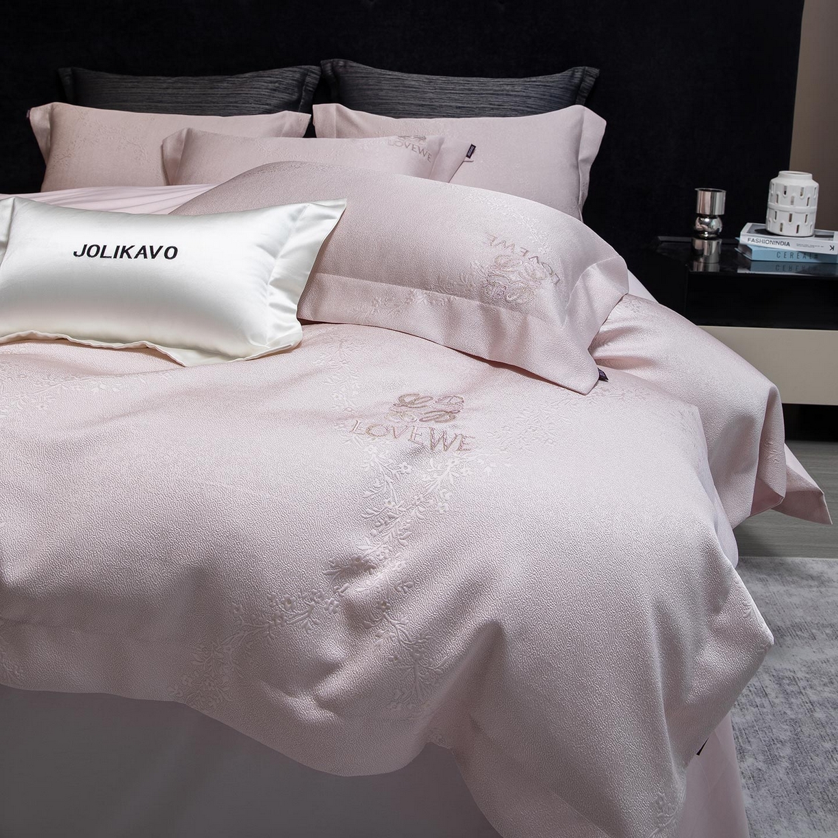 91家纺网 家纺一手货源 找家纺 （总）2026高端新品A类100支长绒棉纯棉四件套100全棉厚织提花轻奢风重工刺绣被套