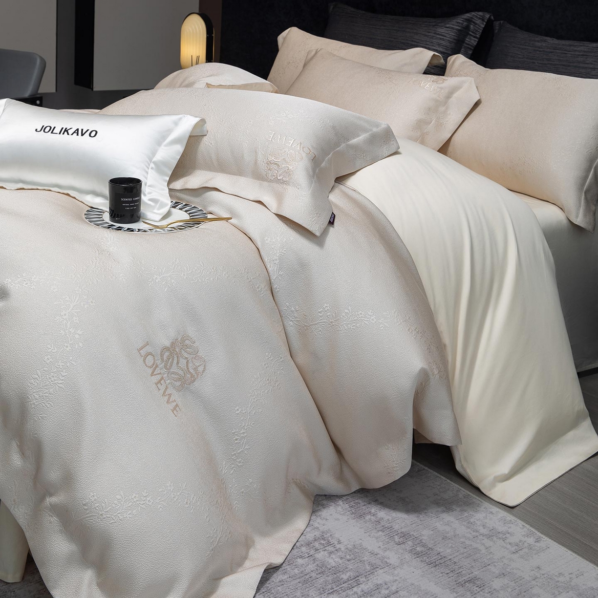 91家纺网 家纺一手货源 找家纺 （总）2026高端新品A类100支长绒棉纯棉四件套100全棉厚织提花轻奢风重工刺绣被套