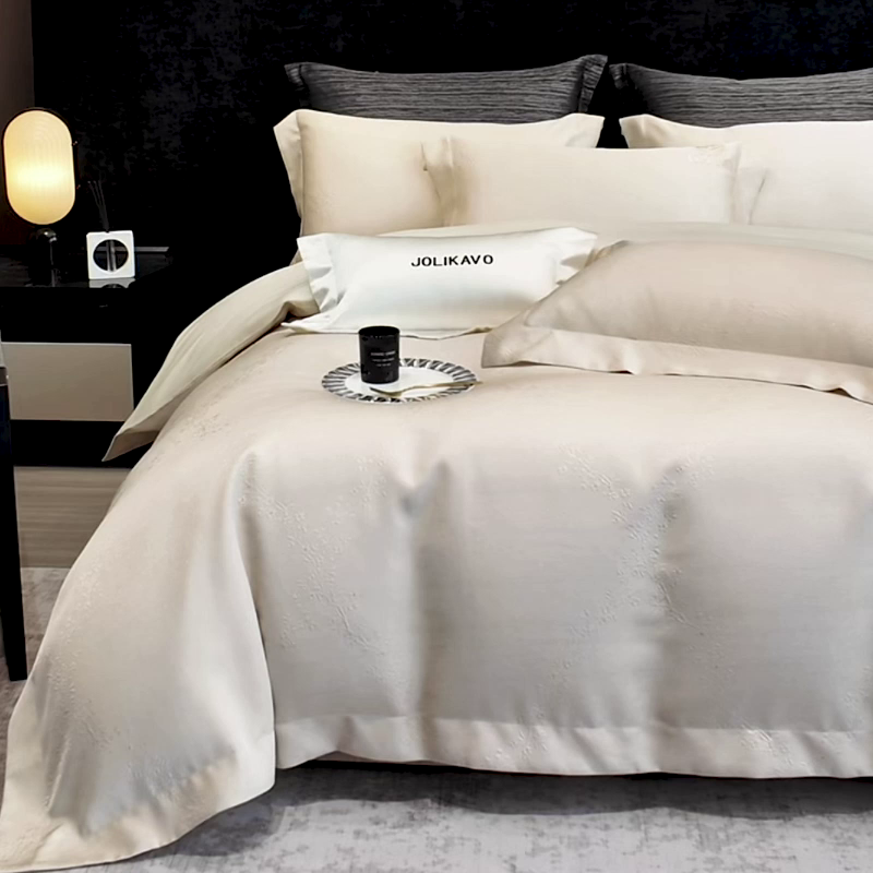 91家纺网 家纺一手货源 找家纺 2026高端新品A类100支长绒棉纯棉四件套100全棉厚织提花轻奢风重工刺绣被套 艾弗里-金