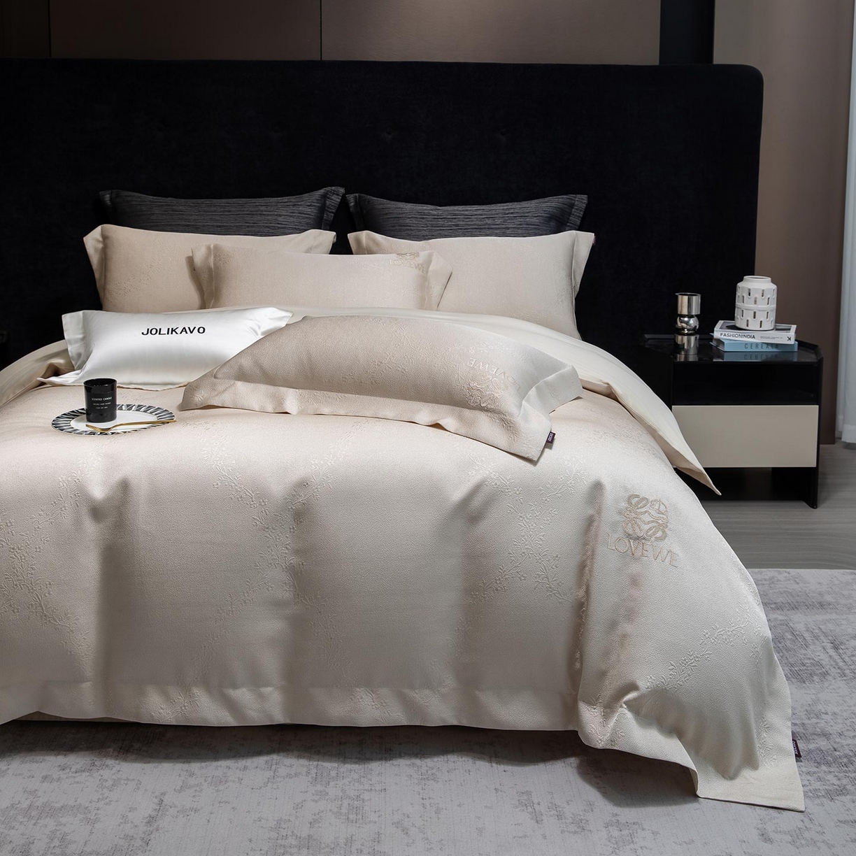 91家纺网 家纺一手货源 找家纺 （总）2026高端新品A类100支长绒棉纯棉四件套100全棉厚织提花轻奢风重工刺绣被套