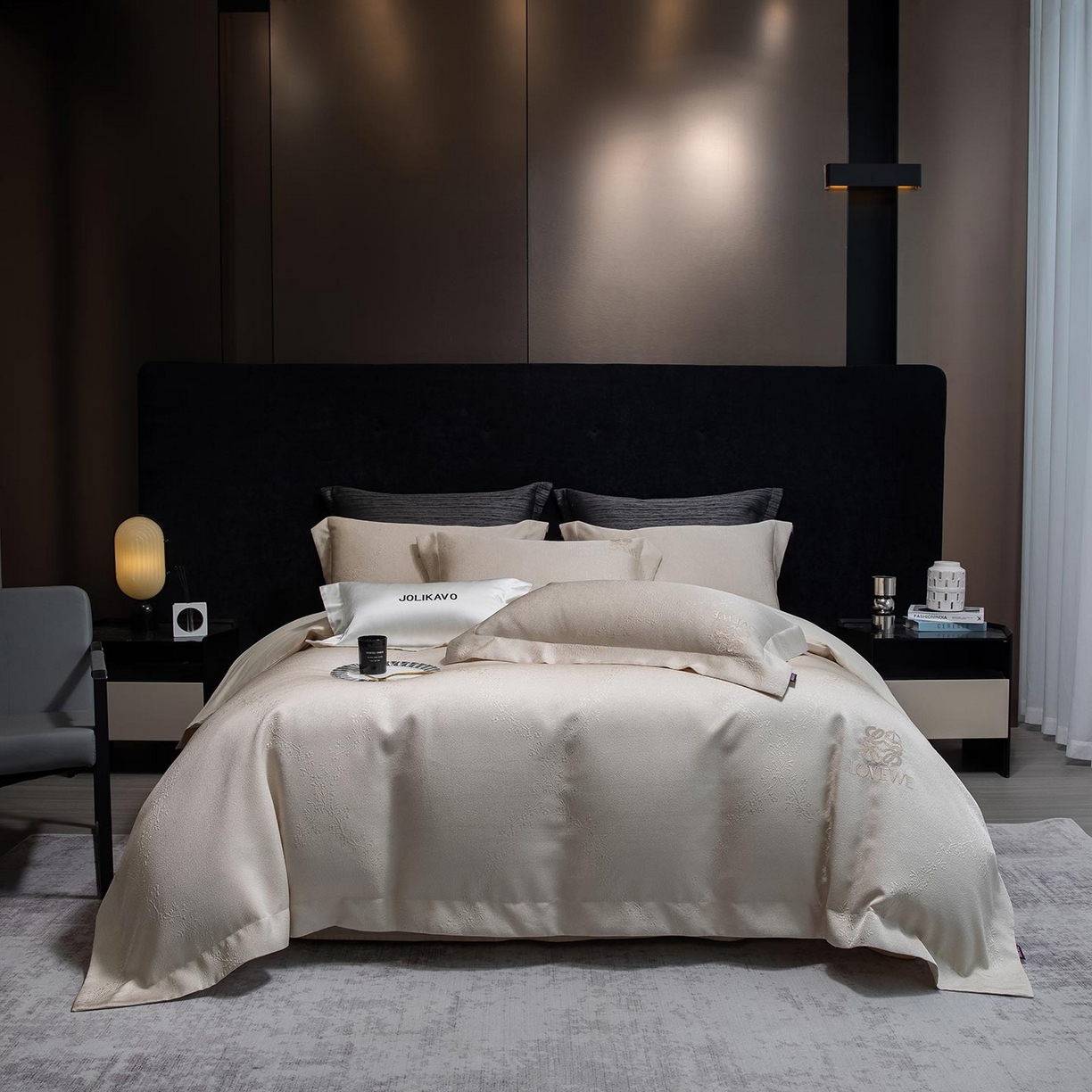 91家纺网 家纺一手货源 找家纺 （总）2026高端新品A类100支长绒棉纯棉四件套100全棉厚织提花轻奢风重工刺绣被套