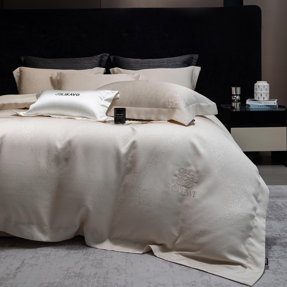 91家纺网 家纺一手货源 找家纺 2026高端新品A类100支长绒棉纯棉四件套100全棉厚织提花轻奢风重工刺绣被套 艾弗里-金