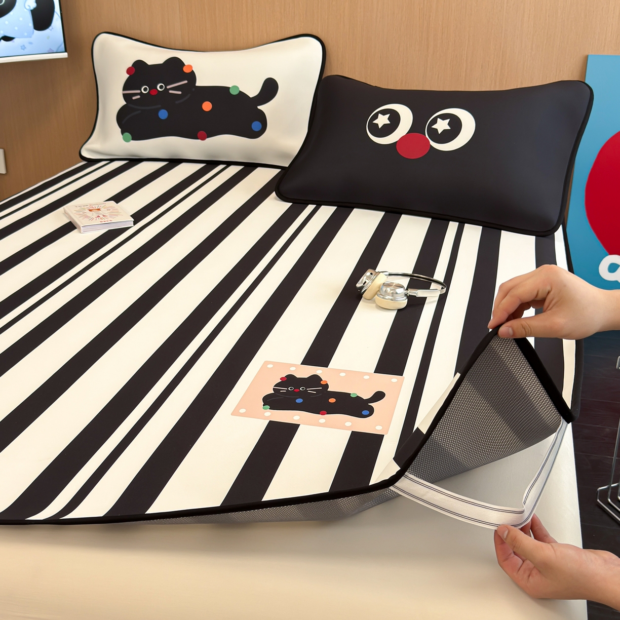 91家纺网 家纺一手货源 找家纺 （总）懒猫家纺 2026新款大版卡通云感果冻床席床笠凉席