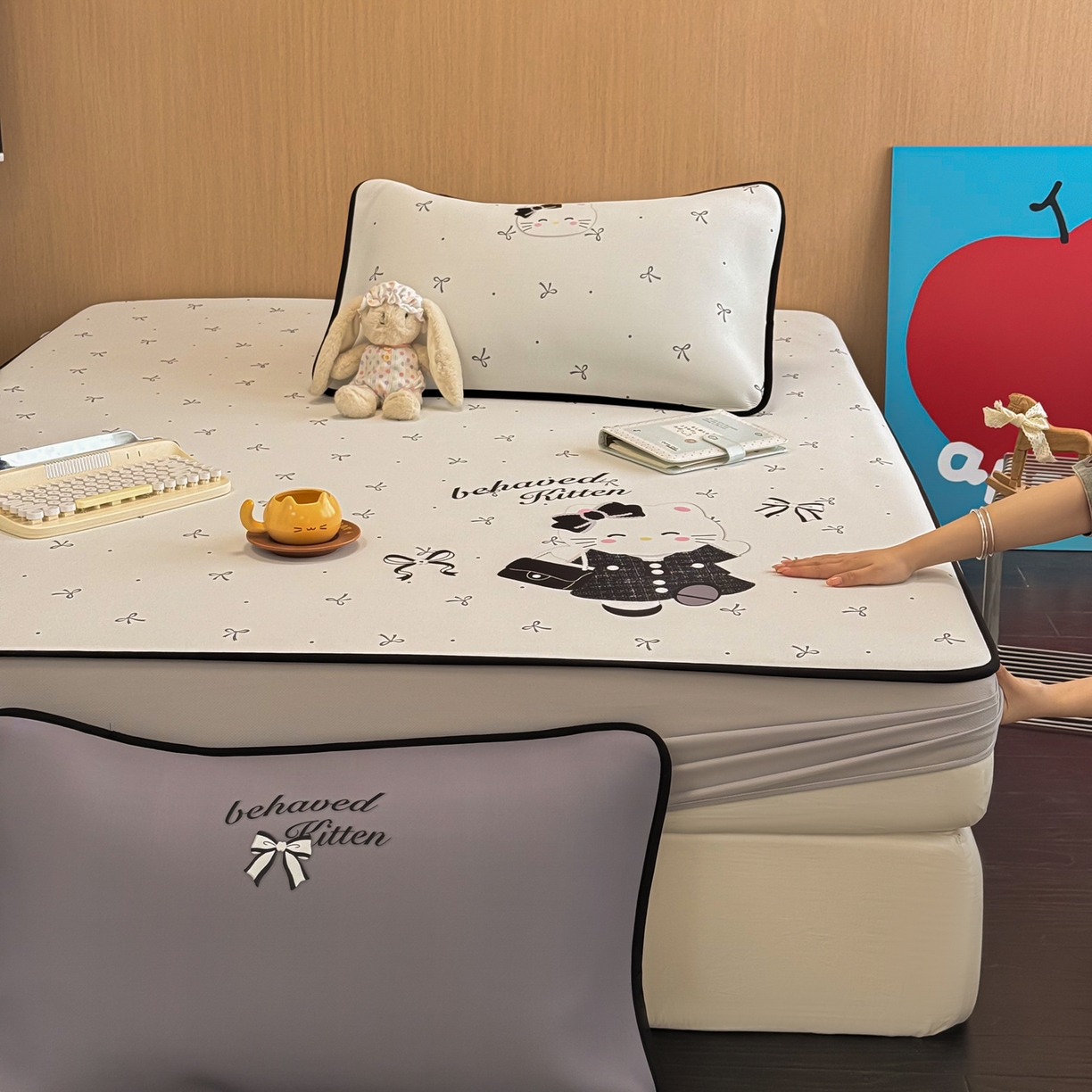 91家纺网 家纺一手货源 找家纺 （总）懒猫家纺 2026新款大版卡通云感果冻床席床笠凉席