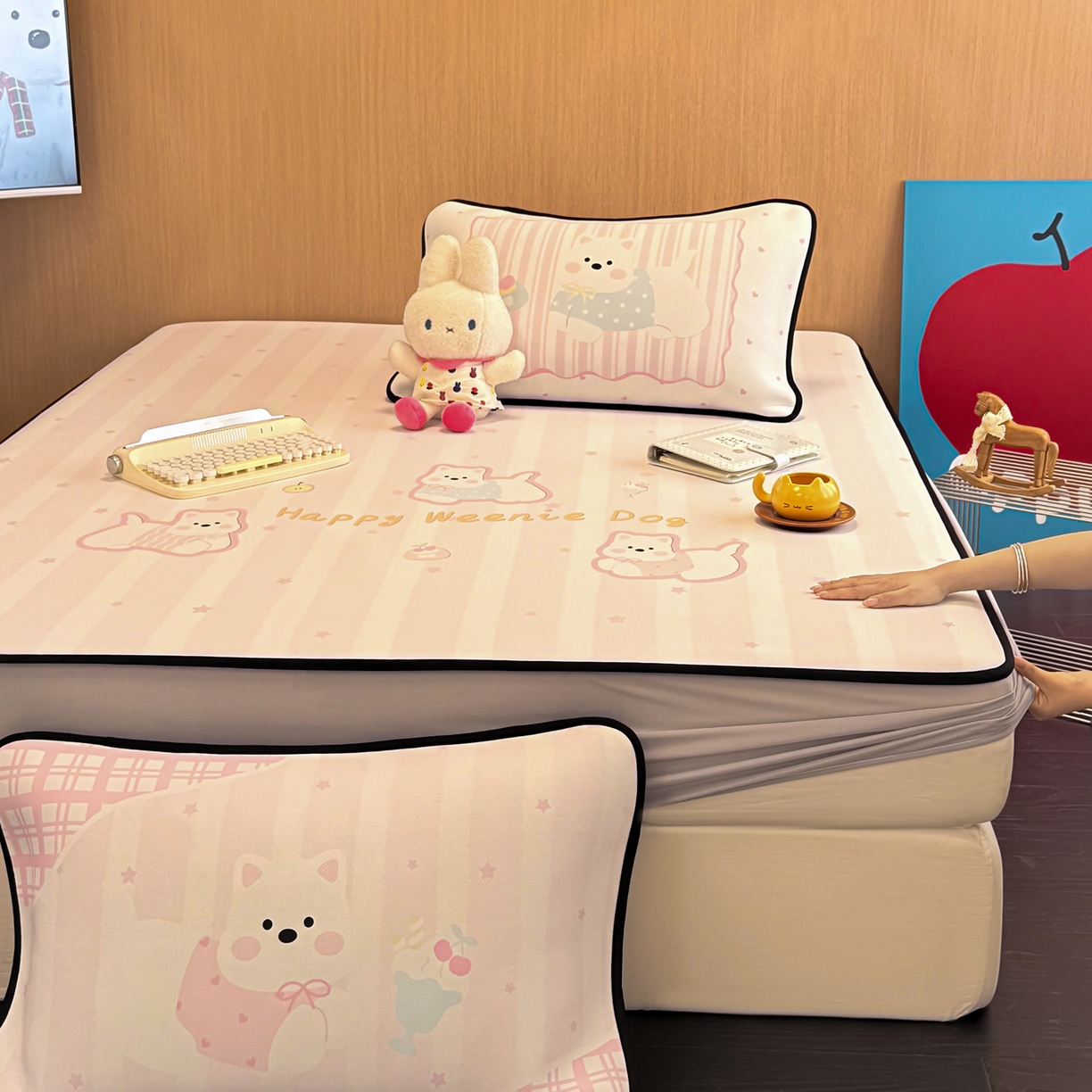 91家纺网 家纺一手货源 找家纺 （总）懒猫家纺 2026新款大版卡通云感果冻床席床笠凉席