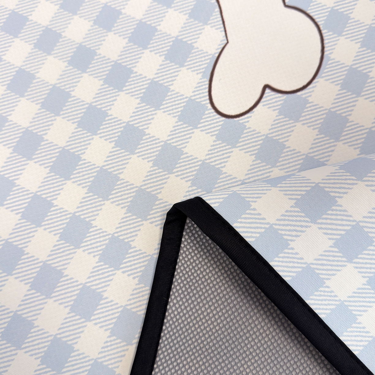 91家纺网 家纺一手货源 找家纺 懒猫家纺 2026新款大版卡通云感果冻床席床笠凉席 蓝格小狗-床席款