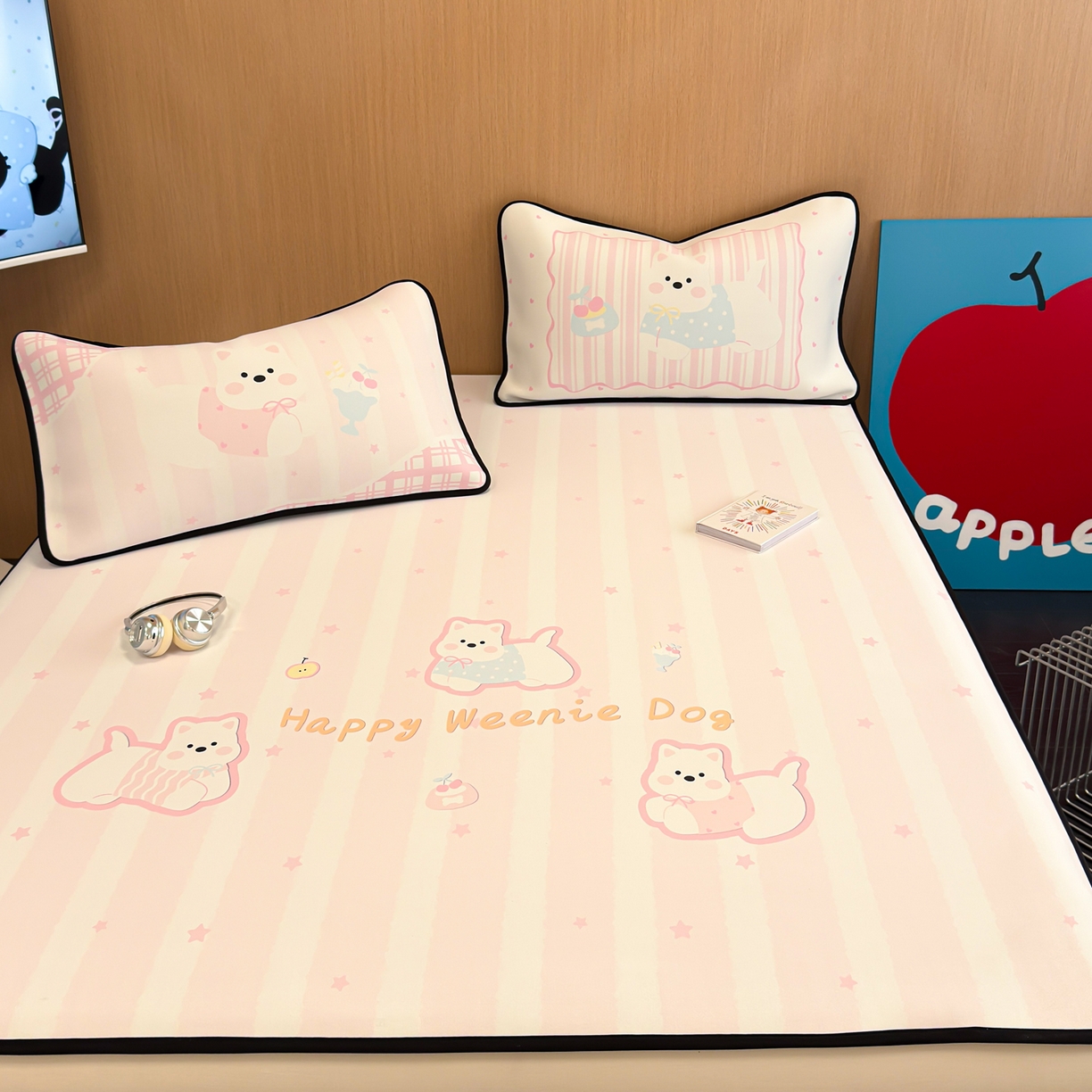 懒猫家纺 2026新款大版卡通云感果冻床席床笠凉席 蜜桃汪星-床席款