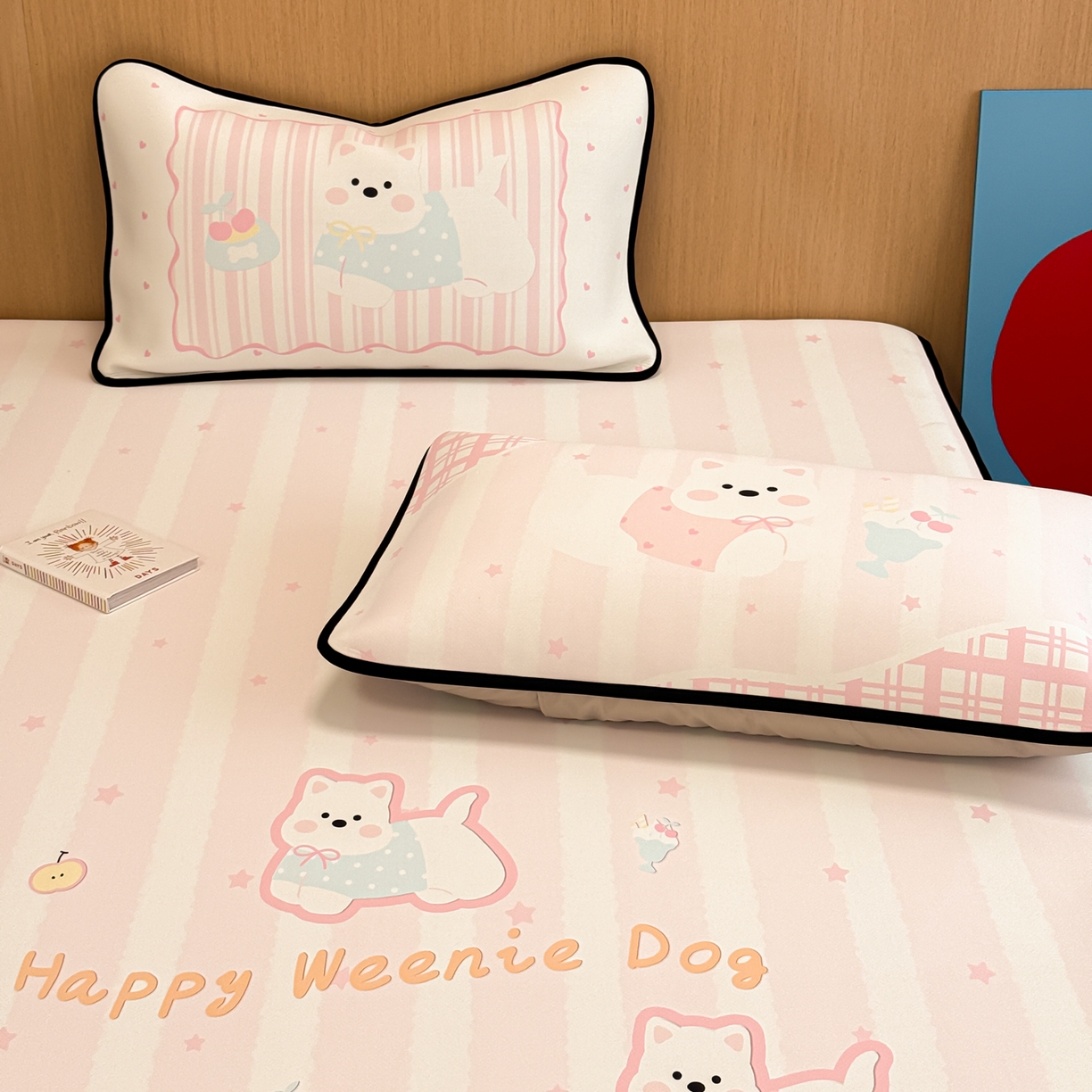 91家纺网 家纺一手货源 找家纺 懒猫家纺 2026新款大版卡通云感果冻床席床笠凉席 蜜桃汪星-床席款