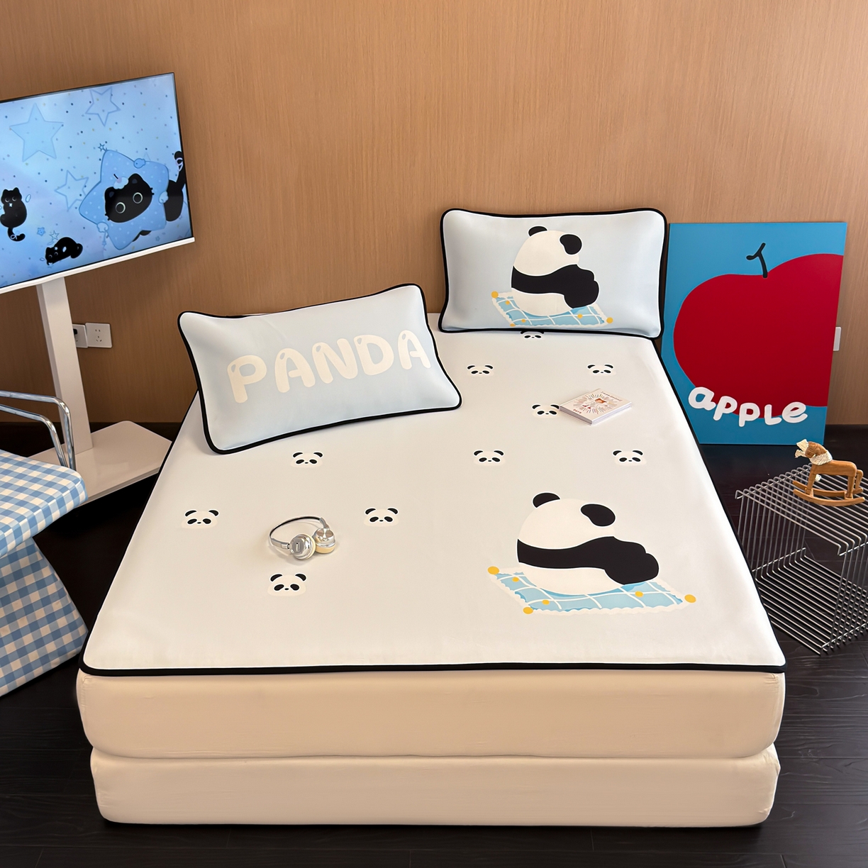 91家纺网 家纺一手货源 找家纺 懒猫家纺 2026新款大版卡通云感果冻床席床笠凉席 奶白团团-床席款