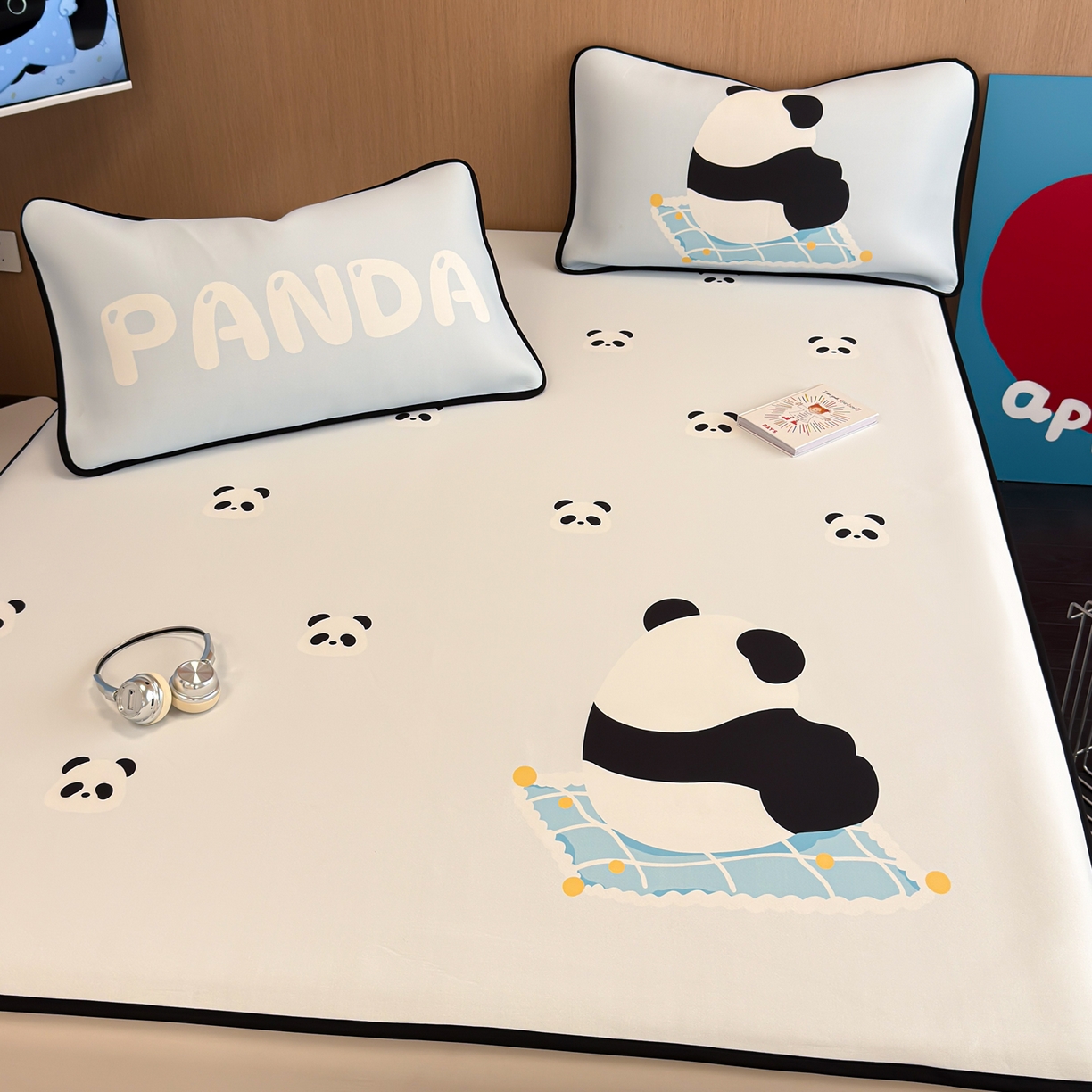 91家纺网 家纺一手货源 找家纺 懒猫家纺 2026新款大版卡通云感果冻床席床笠凉席 奶白团团-床席款