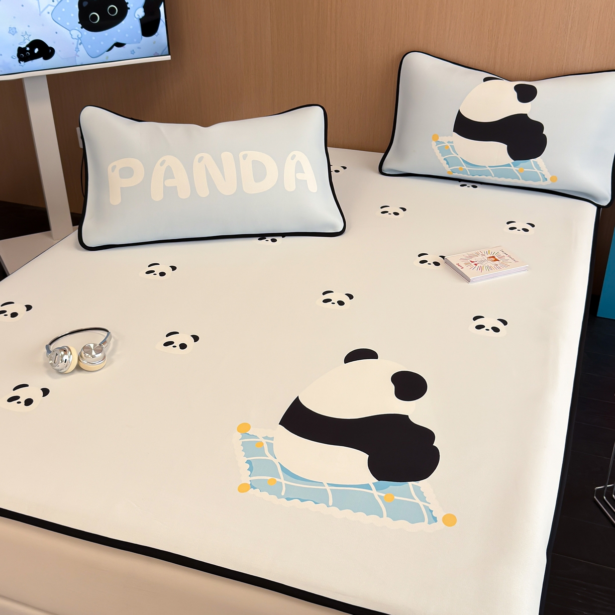 91家纺网 家纺一手货源 找家纺 懒猫家纺 2026新款大版卡通云感果冻床席床笠凉席 奶白团团-床席款