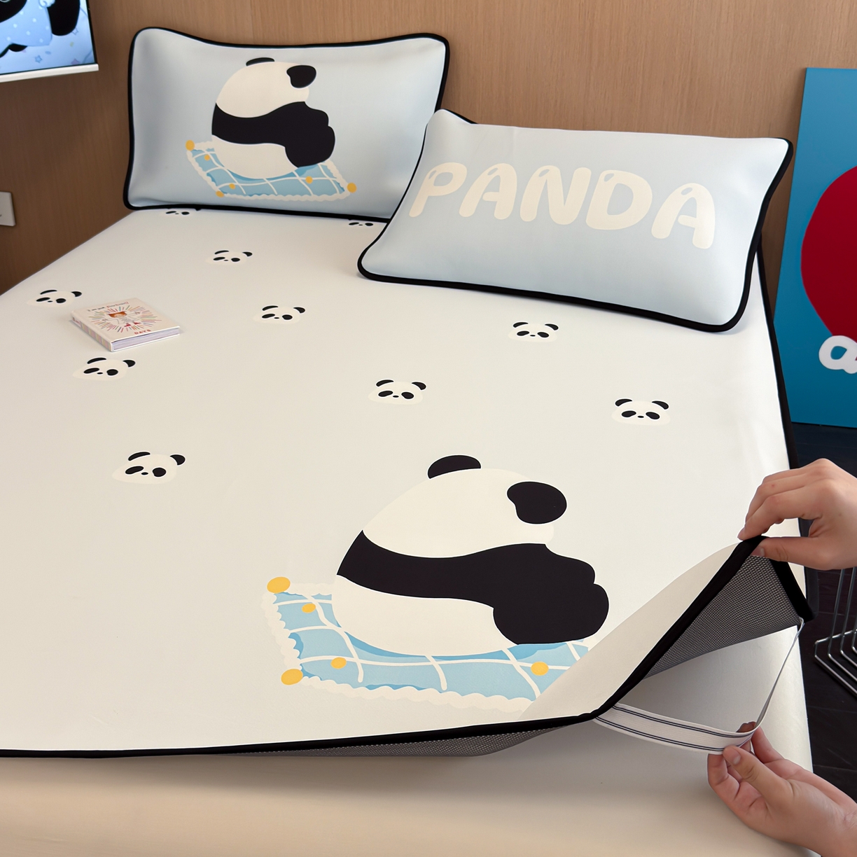 91家纺网 家纺一手货源 找家纺 懒猫家纺 2026新款大版卡通云感果冻床席床笠凉席 奶白团团-床席款