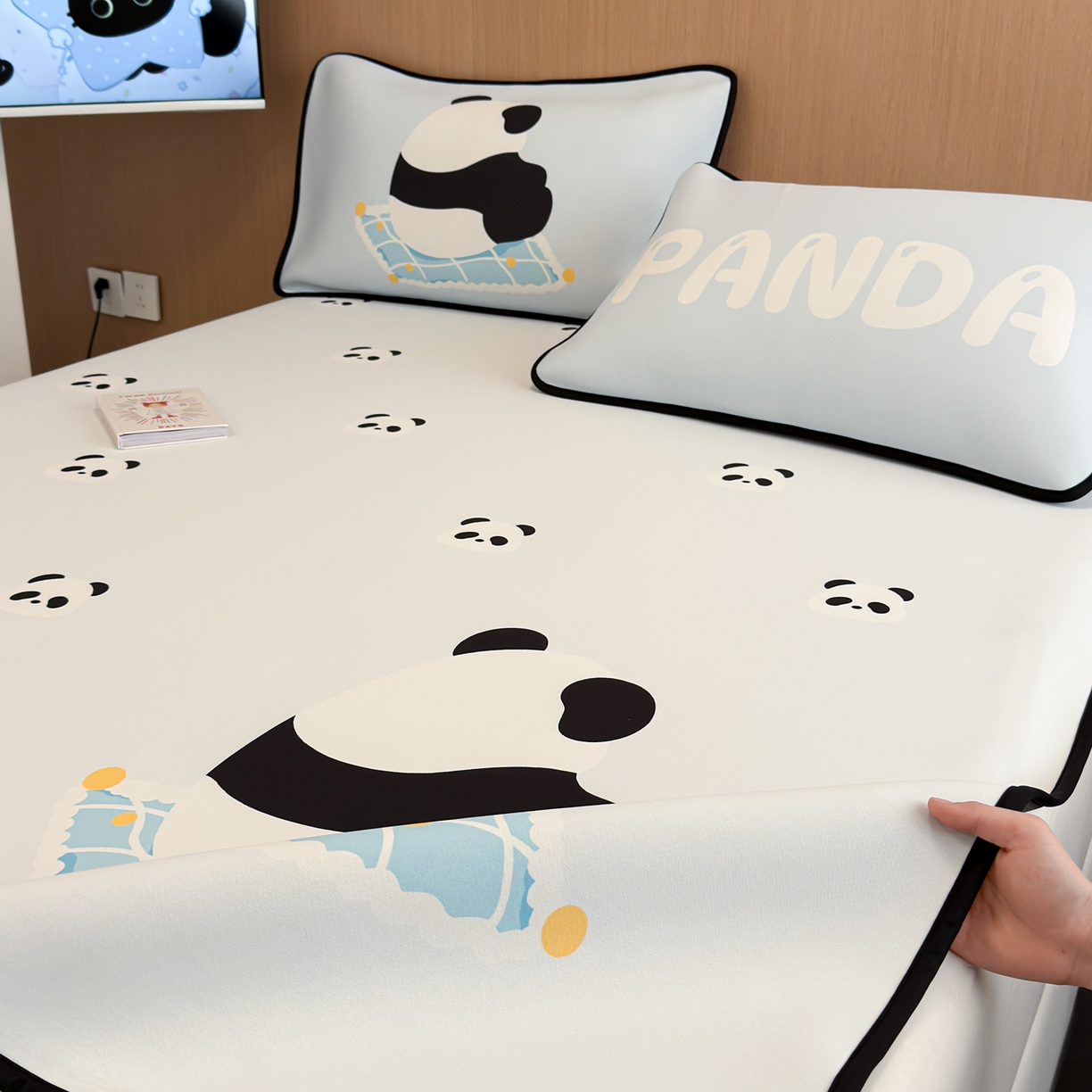 91家纺网 家纺一手货源 找家纺 懒猫家纺 2026新款大版卡通云感果冻床席床笠凉席 奶白团团-床席款