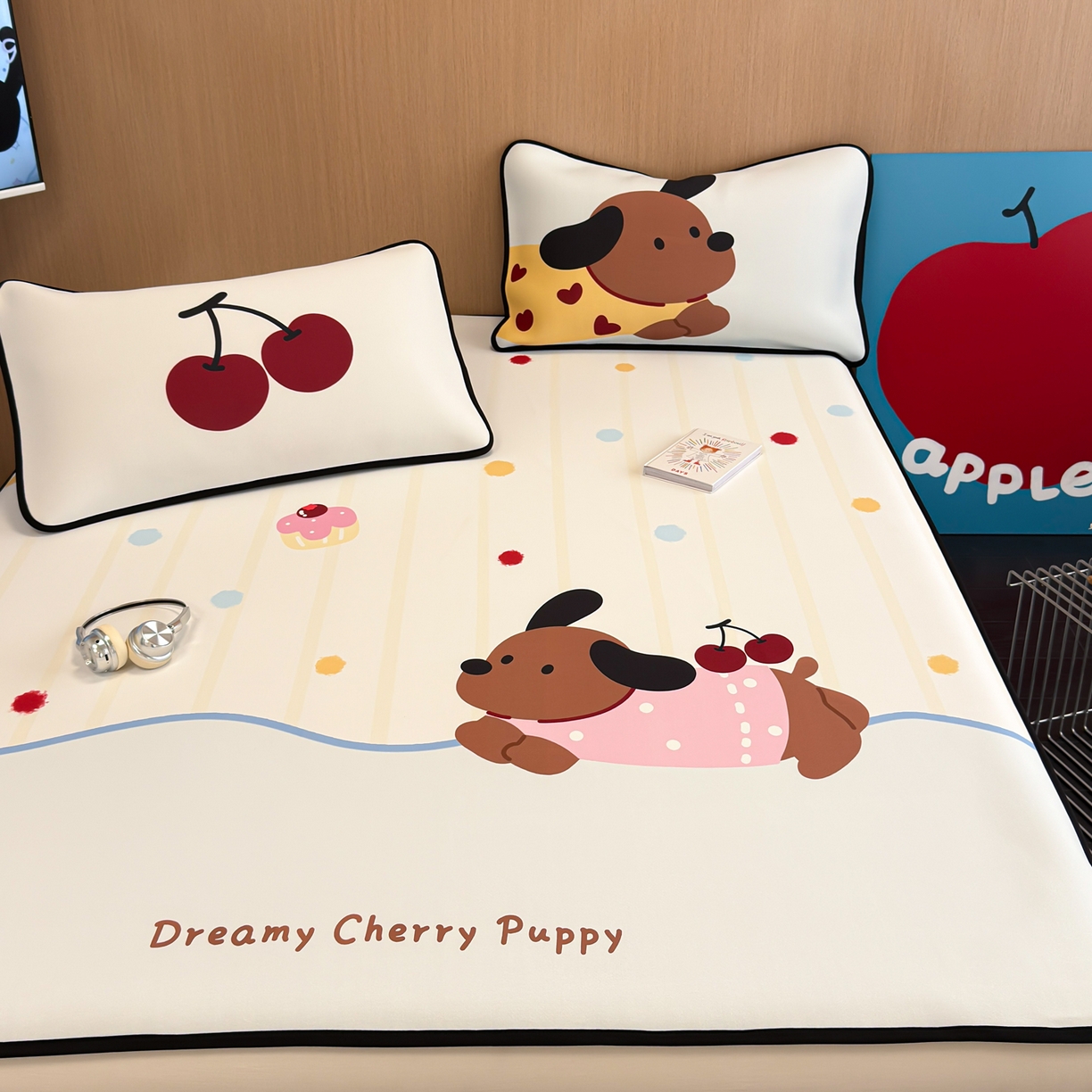 懒猫家纺 2026新款大版卡通云感果冻床席床笠凉席 糖豆狗狗-床席款