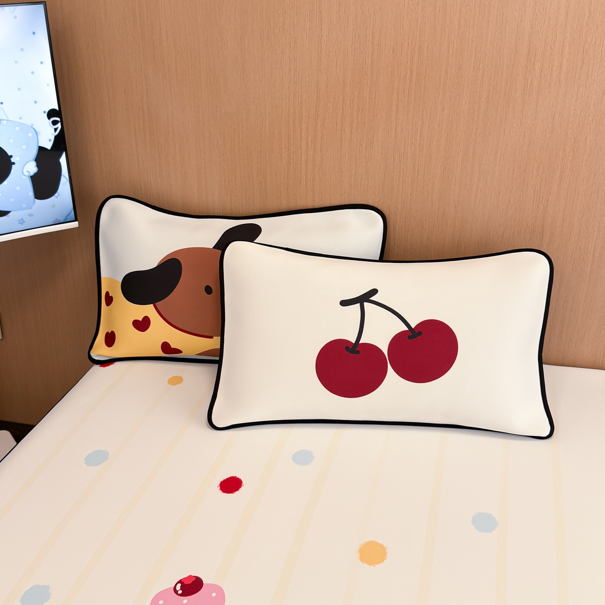 91家纺网 家纺一手货源 找家纺 懒猫家纺 2026新款大版卡通云感果冻床席床笠凉席 糖豆狗狗-床席款