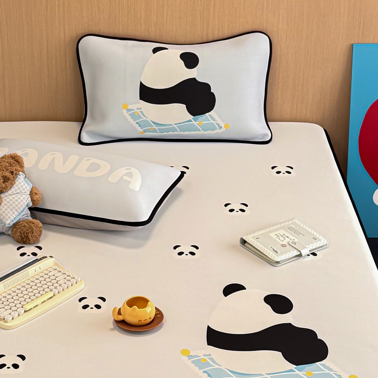 91家纺网 家纺一手货源 找家纺 懒猫家纺 2026新款大版卡通云感果冻床席床笠凉席 奶白团团-床笠款