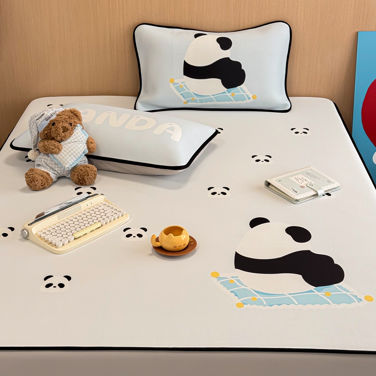 91家纺网 家纺一手货源 找家纺 懒猫家纺 2026新款大版卡通云感果冻床席床笠凉席 奶白团团-床笠款