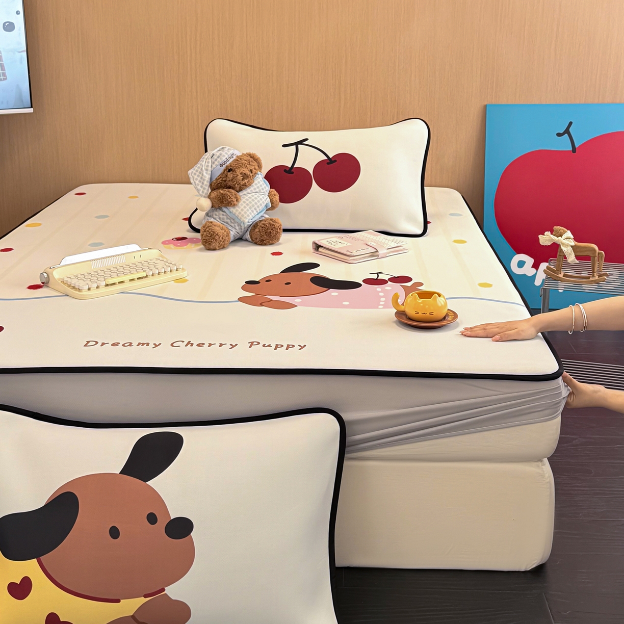 懒猫家纺 2026新款大版卡通云感果冻床席床笠凉席 糖豆狗狗-床笠款
