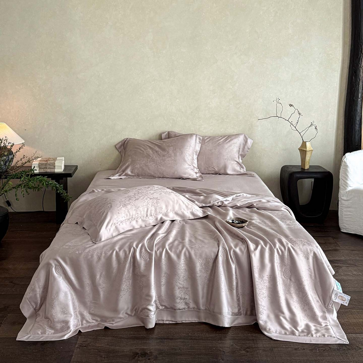 花时间 2026新款提花夏凉被天丝赫本夏被四件套 天丝赫本夏被-浅紫色
