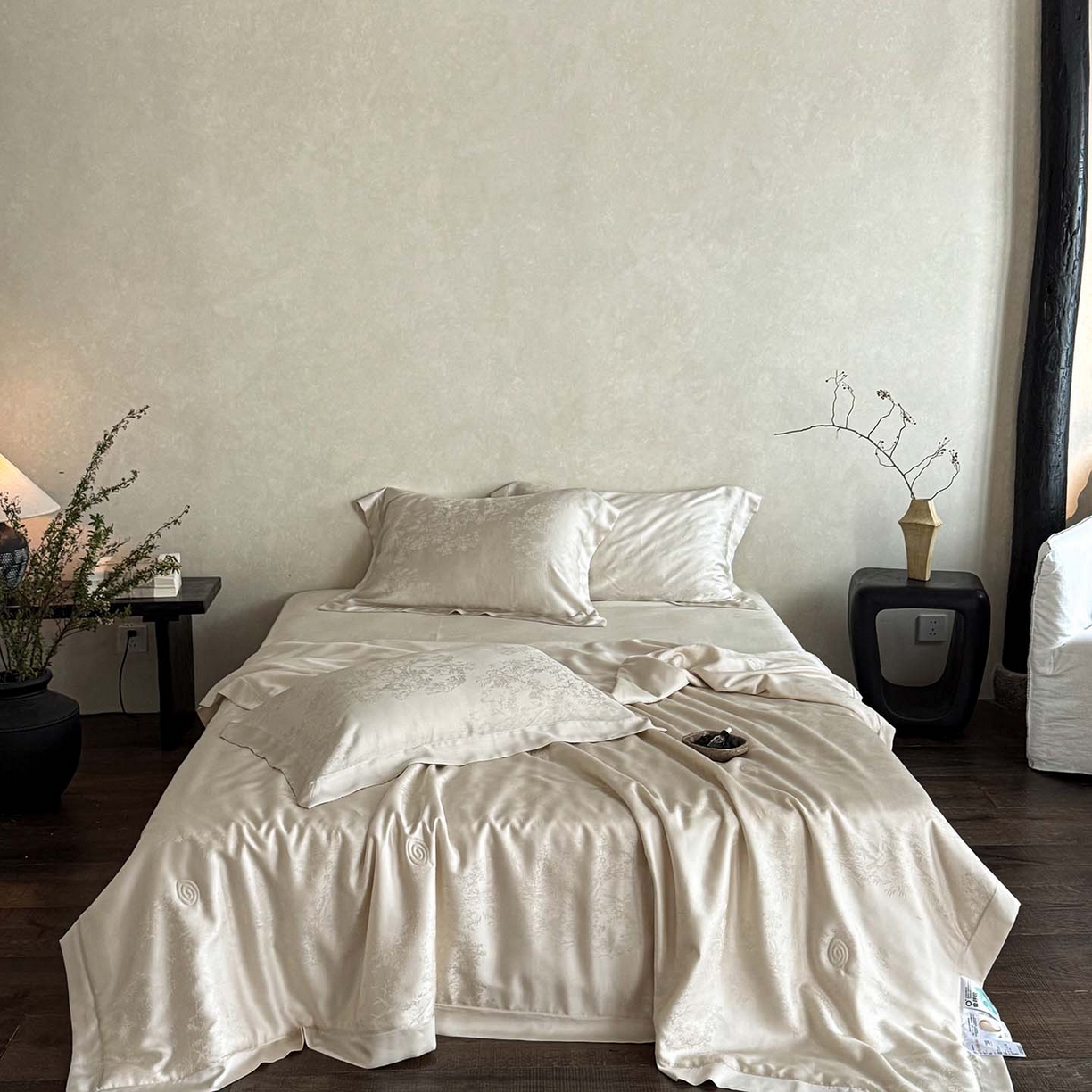 花时间 2026新款提花夏凉被天丝赫本夏被四件套 天丝赫本夏被-香槟色