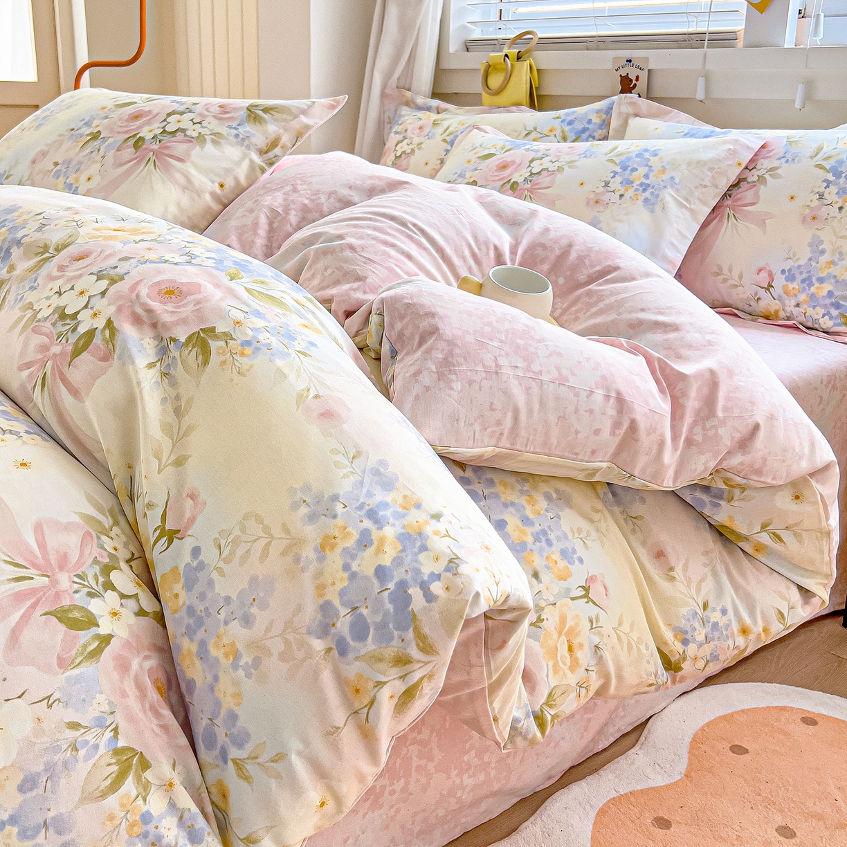 91家纺网 家纺一手货源 找家纺 琪琪阁家纺 2026新款加厚全棉纯棉四件套 水墨嫣然